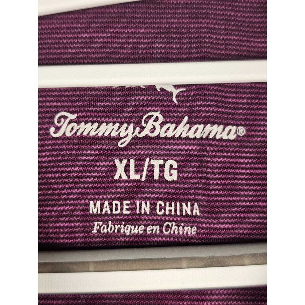 Tommy Bahama Men's XL Purple Long Sleeve Polo Shirt Tencel Cotton Heather Stripe - Picture 3 of 11